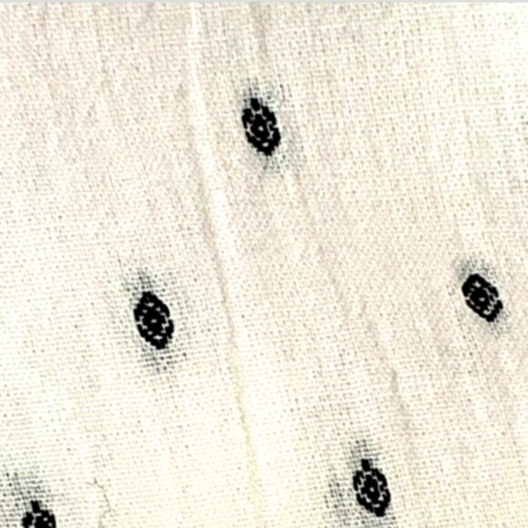 H&M Cream-White & Black Oval/Swiss Dot Blouse Long Bell Sleeve Sz XS #180A - Picture 4 of 7